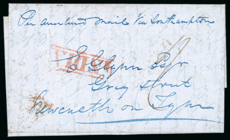 Stamp of India » Postal History Pre-stamp Mail 1850s correspondence Calcutta to Newcastle