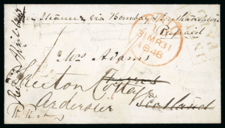 Stamp of India » Postal History 1845-48 correspondence from an Officer in India to his mother in Forres, Scotland 
