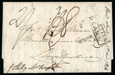 Stamp of India » Postal History Maritime Mail 1826 Chittagong to Lincolnshire , INDIA LETTER DEAL
