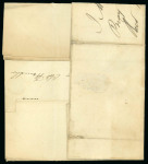 Stamp of Ireland » Postal History (Arranged alphabetically by County) Wicklow - Bray: 1795-1838 Attractive group of twelve covers or part covers mounted on 10 album pages, showing an array of postal markings including linear BRAY with circular FREE on 1795 cover, two more similar cover of 