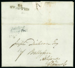 Stamp of Ireland » Postal History (Arranged alphabetically by County) Wicklow - Ashford: 1828-1850 Attractive group of six covers or part covers mounted on 5 album pages, showing an array of postal markings including linear 2-line ASHFORD/21 in blue, italic Ashford/Penny Post in black and 