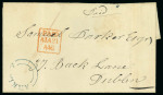 Stamp of Ireland » Postal History (Arranged alphabetically by County) Wicklow - Arklow: 1791-1844 Attractive group of ten covers or part covers mounted on 10 album pages, showing an array of postal markings including large linear ARKLOW in black, two cover with one showing Inspectors Crown