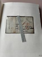 Stamp of Ireland » Postal History (Arranged alphabetically by County) Wicklow: 1819-1860 Attractive group of thirty-eight covers or part covers mounted on 29 album pages, showing an array of postal markings including linear ANNAMOE in black with linear POST PAID in blue, italic Aughrim/Rat