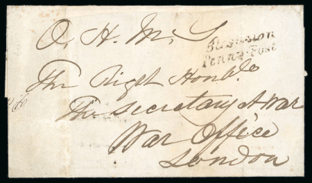 Stamp of Ireland » Postal History (Arranged alphabetically by County) Wicklow: 1819-1860 Attractive group of thirty-eight covers or part covers mounted on 29 album pages, showing an array of postal markings including linear ANNAMOE in black with linear POST PAID in blue, italic Aughrim/Rat