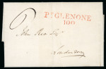 Stamp of Ireland » Postal History (Arranged alphabetically by County) Antrim: 1792-1860 Attractive group of forty-one covers or part covers mounted on 26 album pages, showing an array of postal markings including linear BELLAGHY in black, 2-line BUSHMILLS/127 in black (3), linear BUSHMILLS