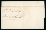 Stamp of Ireland » Postal History (Arranged alphabetically by County) Antrim: 1792-1860 Attractive group of forty-one covers or part covers mounted on 26 album pages, showing an array of postal markings including linear BELLAGHY in black, 2-line BUSHMILLS/127 in black (3), linear BUSHMILLS