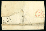 Stamp of Ireland » Postal History (Arranged alphabetically by County) Galway - Oranmore: 1822-1848 Attractive group of four covers or part covers mounted on 4 album pages, showing an array of postal markings including ORANMORE/101 mileage in black (2) one showing "D" in red Crown alongside