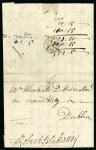 Stamp of Ireland » Postal History (Arranged alphabetically by County) Galway - Loughrea: 1731-1836 Attractive group of seven covers or part covers mounted on 6 album pages, showing an array of postal markings including early abbreviated linear L-REAGH in black on 1731 entire to Dublin, red