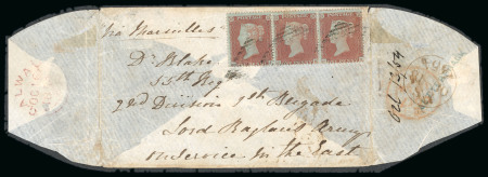 Stamp of Ireland » Postal History (Arranged alphabetically by County) Galway: 1825-1859 Attractive group of thirty-two covers or part covers mounted on 26 album pages, showing an array of postal markings including large type linear HEADFORD in black with red Inspector Crown alongside on 18
