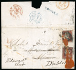 Stamp of Ireland » Postal History (Arranged alphabetically by County) Galway: 1825-1859 Attractive group of thirty-two covers or part covers mounted on 26 album pages, showing an array of postal markings including large type linear HEADFORD in black with red Inspector Crown alongside on 18