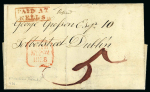 Stamp of Ireland » Postal History (Arranged alphabetically by County) Meath - Kells: 1741-1847 Attractive group of sixteen covers or part covers mounted on 11 album pages, showing an array of postal markings including early linear KELLS in black on 1741 entire to Dublin, small red linear K