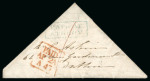Stamp of Ireland » Postal History (Arranged alphabetically by County) Meath: 1809-1857 Attractive group of forty covers or part covers mounted on 28 album pages, showing an array of postal markings including mileage mkgs in red ASHBOURNE/10, ByBOY/59 (2), CLONARD/26 in black, DUNSHAUGHLIN/