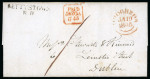 Stamp of Ireland » Postal History (Arranged alphabetically by County) Meath: 1809-1857 Attractive group of forty covers or part covers mounted on 28 album pages, showing an array of postal markings including mileage mkgs in red ASHBOURNE/10, ByBOY/59 (2), CLONARD/26 in black, DUNSHAUGHLIN/
