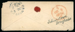 Stamp of Ireland » Postal History (Arranged alphabetically by County) Meath: 1809-1857 Attractive group of forty covers or part covers mounted on 28 album pages, showing an array of postal markings including mileage mkgs in red ASHBOURNE/10, ByBOY/59 (2), CLONARD/26 in black, DUNSHAUGHLIN/