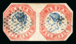 Stamp of India » 1854 Lithographs 1854 4a Head Die III, Frame Die II horizontal used pair cut-to-shape