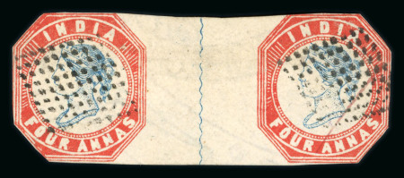 Stamp of India » 1854 Lithographs 1854 4a inter-panneau pair used