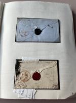 Stamp of Ireland » Postal History (Arranged alphabetically by County) Mayo: 1791-1857 Attractive group of forty-three covers or part covers mounted on 32 album pages, showing an array of postal markings including linear BALA and BALLA in blue, enlarged BALLINA/PENNY POST on black, boxed PA