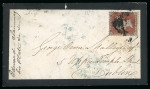 Stamp of Ireland » Postal History (Arranged alphabetically by County) Mayo: 1791-1857 Attractive group of forty-three covers or part covers mounted on 32 album pages, showing an array of postal markings including linear BALA and BALLA in blue, enlarged BALLINA/PENNY POST on black, boxed PA