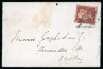 Stamp of Ireland » Postal History (Arranged alphabetically by County) Kildare - Athy to Stratford: 1770-1859 Attractive group of seventy-four covers or part covers mounted on 60 album pages, showing an array of postal markings including large type linear ATHY in back with one on early 1770