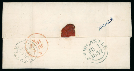Stamp of Ireland » Postal History (Arranged alphabetically by County) Limerick - Adair to Shanagolden: 1799-1859 Attractive group of fifty-five covers or part covers mounted on 43 album pages, showing an array of postal markings including mileage mkgs of the large type ADARE/102 (2), BRUFF