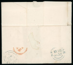 Stamp of Ireland » Postal History (Arranged alphabetically by County) Limerick - Ardagh: 1852 Folded entire to Cornwall, franked 1841 1d red, tied by superb diamond number "353 of Newcastle West in transit, showing on reverse superb strike of the sans serif ARAGH type 2A receiver in blue, 