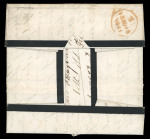 Stamp of Ireland » Postal History (Arranged alphabetically by County) Kildare - Celbridge: 1841 Folded envelope to Clapham Common, franked 1841 1d red, PI, plate 8 from the Black plate, four clear margins tied clear complete MC in black, with CELBRIDGE/9 and Dublin diamond ds on back flap,