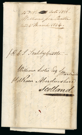 Stamp of China » Pre-Stamp and Stampless Mail Canton 1833 (18 Oct.), entire letter to Old Rain, Aberdeenshire,