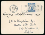 Stamp of Ireland » 1922-49 Dublin Government Printing Works Issues 1931 Royal Dublin Society 2d blue, tied boxed slogan IRELAND FOR HOLIDAYS with BAILE ÁTHA CLIATH/12.JUN.1931 first day cancel alongside, on envelope, plus similar on small card sent and signed by George Atkinson the desi