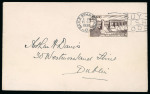 Stamp of Ireland » 1922-49 Dublin Government Printing Works Issues 1930 Shannon Scheme 2d agate, tied wave-line slogan BUY IRISH GOODS with BAILE ÁTHA CLIATH/15.OCT.1930 first day cancel alongside, on envelope, plus similar on cover also tied wave-line slogan BUY IRISH GOOD but with BAI