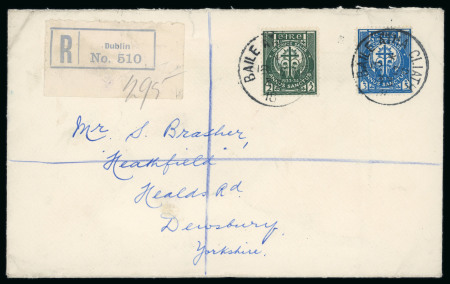 Stamp of Ireland » 1922-49 Dublin Government Printing Works Issues 1933 Holy Year complete both values, tied on a registered envelope by BAILE ÁTHA CLIATH/18.SP.1933 first day cancel, very fine and scarce (Hib. C8-9, €450)