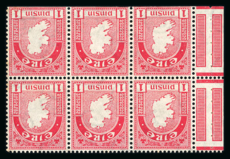 Stamp of Ireland » Booklets 1931-40 SE 1d carmine, mint nh booklet panes of six, showing normal and inverted wmks, gum wrinkle on one, fresh, very fine and scarce (Hib. HP2, HP2wa, €950)
