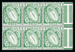 Stamp of Ireland » Booklets 1940-75 E 1/2d green, mint nh booklet panes of six, showing normal and inverted wmks, gum wrinkle on one, fresh, very fine and scarce (Hib. HP5, HP5wa, €750)