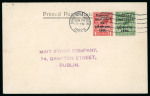 Stamp of Ireland » 1922 (Jun) Harrison Coils Overprints  (T20-T24) 1/2d green and 1d scarlet, neatly tied by wavy line cancel with BAILE ÁTHA CLIATH/JUN.19.1922 first day datestamp alongside, on Irish Free State Stamps printed card to Dublin, fresh, very fine and a rare first day of iss