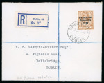 Stamp of Ireland » 1922-23 Thom Three-Line Overprints (T47-T61) 5d yellow-brown, neatly tied GRANBY ROW/DUBLIN/23.DE.22 first day cancel on registered cover to Ballsbridge fresh, flap missing, very fine and a rare first day of issue (Hib. €600)