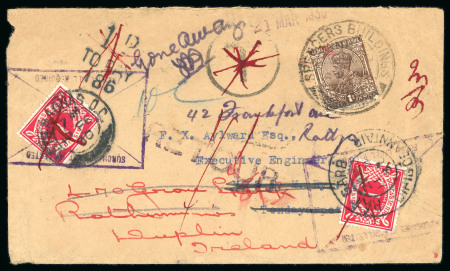 Stamp of Ireland » Postage Dues 1930-1970 Attractive group of six covers or cards showing an array of postage due usages, some in combination with other frankings from India, Mauritania and USA etc., mixed to fine
