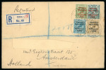 Stamp of Ireland » 1922-35 Overprint Collections 1922-1924 Attractive assembly of seventeen covers and cards showing an array of commercial and philatelic usages, including Thom 10d turquoise-blue, strip of three, tied DUKE St./DUBLIN cds on cover to Killiney, plus ano