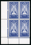 Stamp of Ireland » Definitives 1922-23 SE St.Patrick 2s6d green, 5s maroon and 10s blue, mint nh corner sheet marginal blocks of four, plus 1940-68 E St.Patrick 2s6d green, 5s maroon and 10s blue, mint nh corner sheet marginal blocks of four in both c