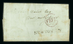 Stamp of Ireland » Postal History (Arranged alphabetically by County) Wicklow - Newtownmountkennedy: 1787-1856 Attractive group of nineteen covers or part covers mounted on 13 album pages, showing an array of postal markings including linear early 1787 and 1789 NEWTOWN in black, 2-line NEW