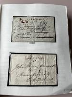 Stamp of Ireland » Postal History (Arranged alphabetically by County) Galway - Ahascragh to Gort: 1746-1859 Attractive group of fifty-eight covers or part covers mounted on 45 album pages, showing an array of postal markings including mileage mkgs large type AHASCRAGH/75 in black (2), smal