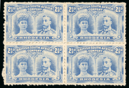 Stamp of Rhodesia 1910-13 Clandestine Roulettes group of blocks of four