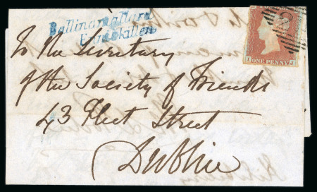 Stamp of Ireland » Postal History (Arranged alphabetically by County) Fermanagh - Arney to Tempo: 1793-1859 Attractive group of thirty-four covers or part covers mounted on 29 album pages, showing an array of postal markings including mileage mkgs large type CHURCHILL/88 in black, abbrevia