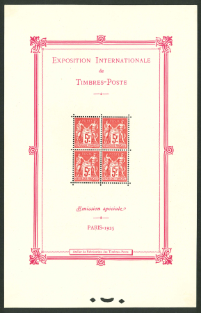 Stamp of France » Blocs et Feuillets 1925-1937, blocs-feuillets Y&T n° 1-3, Paris 1925,