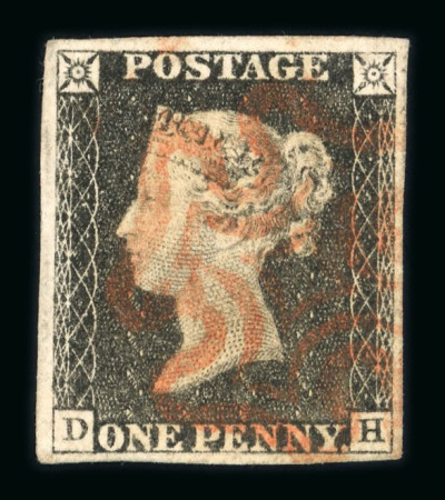Stamp of Great Britain » 1840 1d Black and 1d Red plates 1a to 11 1840 1d black group of three four-margined used examples