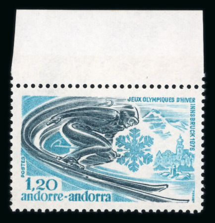 Stamp of Colonies françaises » Andorre (Poste française) 1976, JO d'Innsbruck Y&T n° 251 superbe variété sans