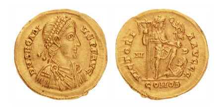 Roman Empire, Arcadius, 383-408. Au solidus, 4.51 g. 