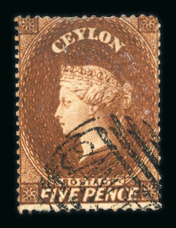 Stamp of Ceylon 1851 5d chestnut with "Ormond Hill" cancelled handstamp, pos.1