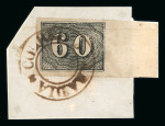Stamp of Brazil » 1850-66 Upright Figures Brazil 1849 60r marginal on piece used Correio da Abadia