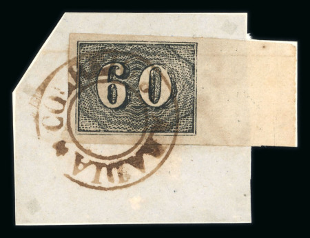 Stamp of Brazil » 1850-66 Upright Figures Brazil 1849 60r marginal on piece used Correio da Abadia
