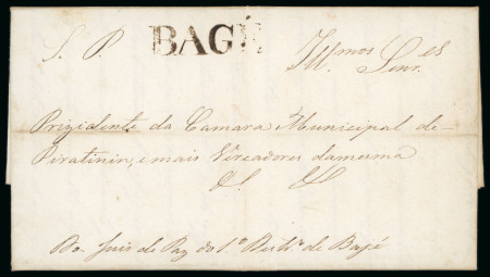 Stamp of Brazil » Postal History Brazil 1841 Minister of Justice of Farroupilha Government entire from Bagé to Piratini