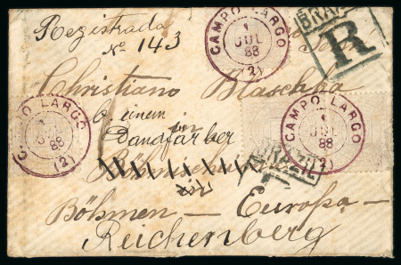 Stamp of Brazil » Later Issues Brazil 1888 (1 Jul) registered cover to Bohemia, redirected on arrival